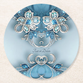ブルー華美フローラ紙コースター ラウンドペーパーコースター