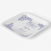 ブルー華美フローラ結婚の紙プレート ペーパープレート (傾斜あり)