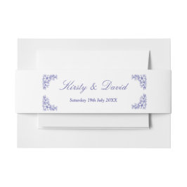 ブルー華美フローラ結婚式招待状ベリーバンド 招待状ベリーバンド