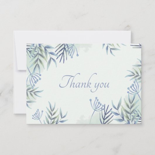 ブルー葉とベリーありがとう サンキューカード (正面)