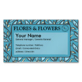 ブルー葉バイリンガル マグネット名刺 (正面)