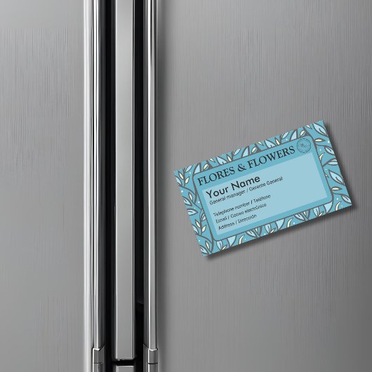 ブルー葉バイリンガル マグネット名刺