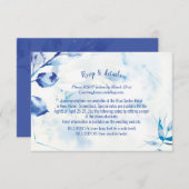 ブルー葉ボタニカルウェディングRSVPオンラインカード 出欠カード (正面/裏面)