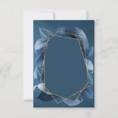 ブルー葉金ゴールドフレームウェディングレセプション 招待状 (裏面)