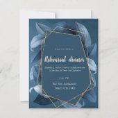 ブルー葉金ゴールドフレームリハーサルディナー 招待状 (正面)