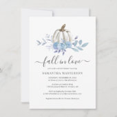 ブルー薄紫カボチャ秋インラブブライダルシャワー 招待状 (正面)