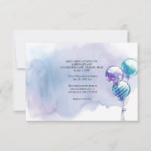 ブルー薄紫ヴィンテージカードライブバイベビーシャワー 招待状 (裏面)