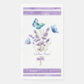 ブルー蝶とラベンダー紙ゲストタオル (正面)