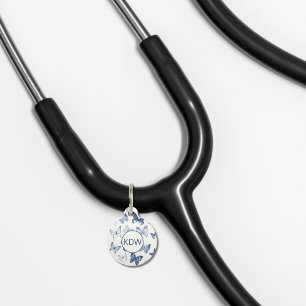 ブルー蝶の聴診器IDラベル ペット　ネームタグ