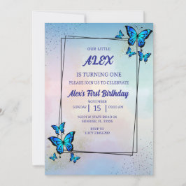 ブルー蝶の誕生日パーティーへの招待 招待状