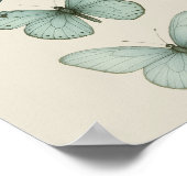 ブルー蝶オンパーチメント – ヴィンテージ自然アート ポスター (角)