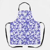 ブルー蝶モダンエレガントカスタムモノグラム エプロン (正面)