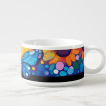 ブルー蝶&サンフラワーズチリボウル