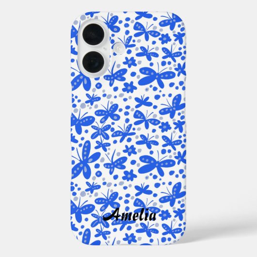 ブルー蝶iPhoneウォレットケース Case-Mate iPhoneケース (裏面)