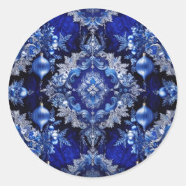 ブルー装飾オーナメントホリデーシール ラウンドシール