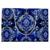 ブルー装飾オーナメントホリデー抱き枕 ラージペーパーバッグ (裏面)