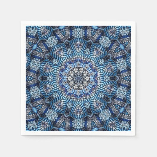 ブルー装飾クリスマスホリデーナプキン スタンダードカクテルナプキン (正面)