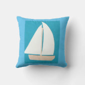 ブルー装飾用クッションと帆船デザイン クッション (裏面)