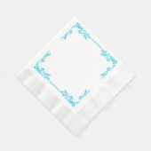 ブルー装飾透かし彫りコーナー枠ペーパーナプキン 縁ありランチョンナプキン (角)