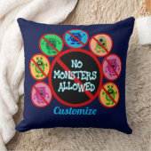 ブルー許可されたモンスターなし子供 クッション (ブランケット)