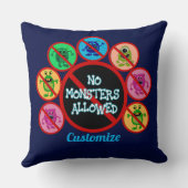 ブルー許可されたモンスターなし子供 クッション (裏面)