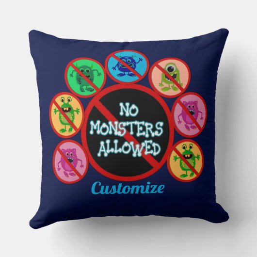 ブルー許可されたモンスターなし子供 クッション (裏面)