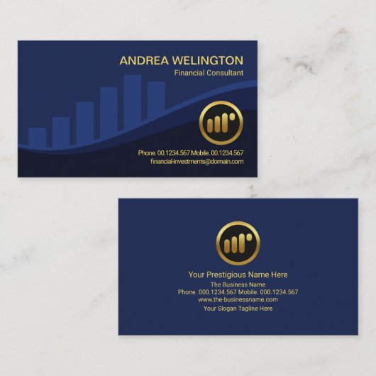 ブルー証券取引所グラフ財務顧問 名刺 (正面/裏面)