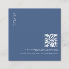 ブルー詳細QRコード付き結婚式 エンクロージャーカード