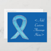 ブルー認識度リボンカスタムポストカード ポストカード (正面/裏面)