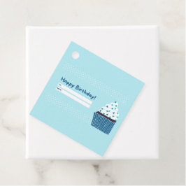 ブルー誕生日カップケーキ フェイバータグ