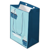 ブルー誕生日カップケーキ ミディアムペーパーバッグ (正面アングル)