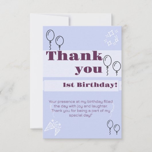 ブルー誕生日サンキューカード サンキューカード (正面)