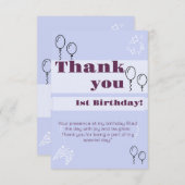 ブルー誕生日サンキューカード サンキューカード (正面/裏面)