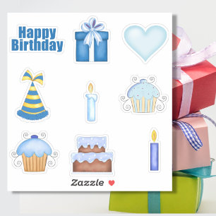 ブルー誕生日ステッカーセット シール