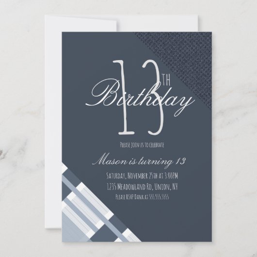 ブルー誕生日プレイドデニムボーイズ13パーティー (正面)