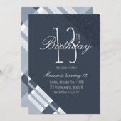 ブルー誕生日プレイドデニムボーイズ13パーティー (正面/裏面)