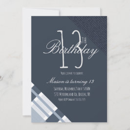 ブルー誕生日プレイドデニムボーイズ13パーティー