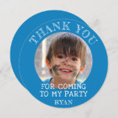 ブルー誕生日ボーイサンキューフォトカード (正面/裏面)