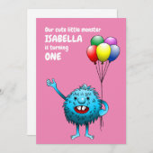 ブルー誕生日モンスター 招待状 (正面/裏面)