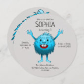 ブルー誕生日モンスター 招待状 (正面/裏面)