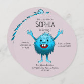 ブルー誕生日モンスター 招待状 (正面/裏面)