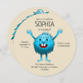 ブルー誕生日モンスター 招待状 (正面/裏面)