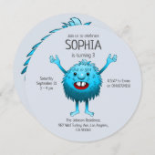 ブルー誕生日モンスター 招待状 (正面/裏面)