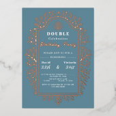 ブルー誕生..ダブルお祝いフォイルホリデーカード 箔シーズンカード (正面)