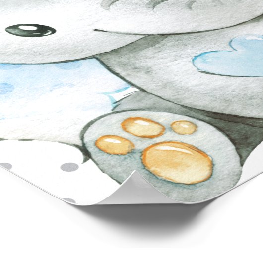 ブルー象男の赤ちゃん子供部屋ウォールアートギフト ポスター (角)