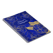 ブルー賛美ヴィンテージフローラ上の停止不可能な引用文 ノートブック (右側)