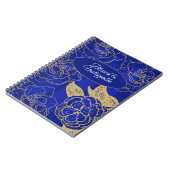 ブルー賛美ヴィンテージフローラ上の停止不可能な引用文 ノートブック (左側)