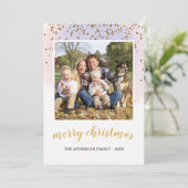 ブルー赤面ピンク金ゴールドグリッター紙吹雪クリスマス シーズンカード (スタンド正面)