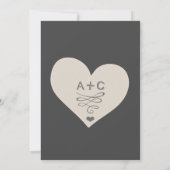 ブルー赤面ピーチ夫妻タイポグラフィ結婚ズ 招待状 (裏面)