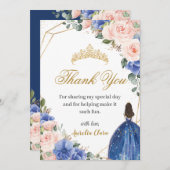 ブルー赤面フローラプリンセスティアラキンセアニラ15th サンキューカード (正面/裏面)